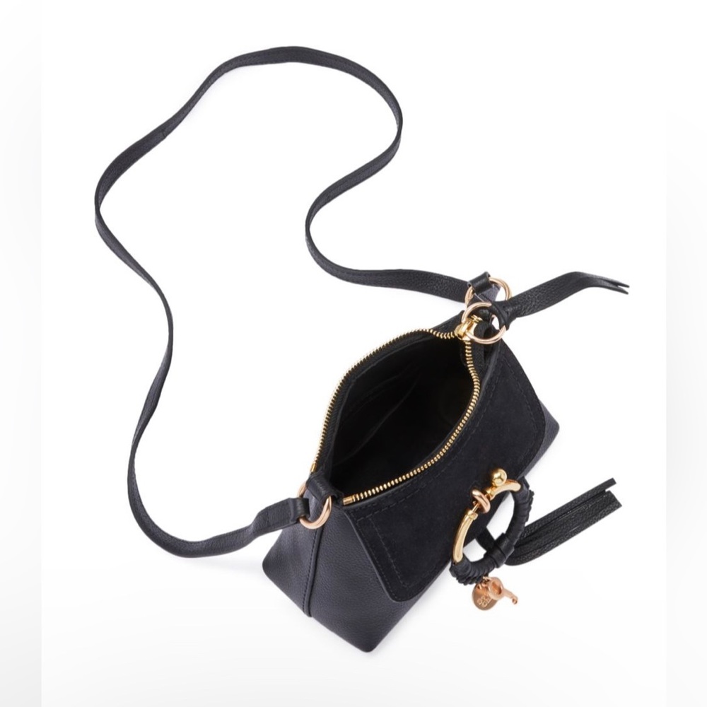 See By Chloe Black Leather and Suede Crossbody with Gold Ring Accent - Picture 4 of 11